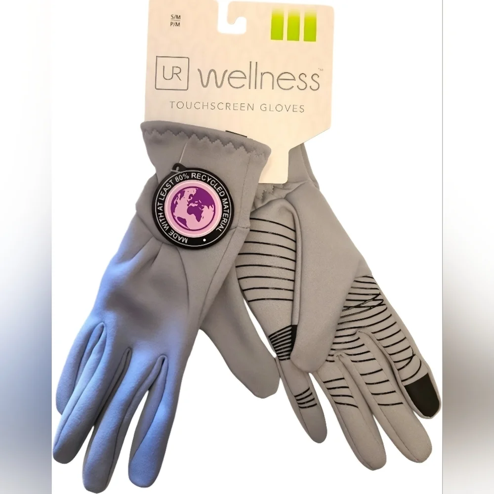 UR WELLNESS TOUCHSCREEN Gloves Size Small-Medium Gray Black Tech User Grips NWT